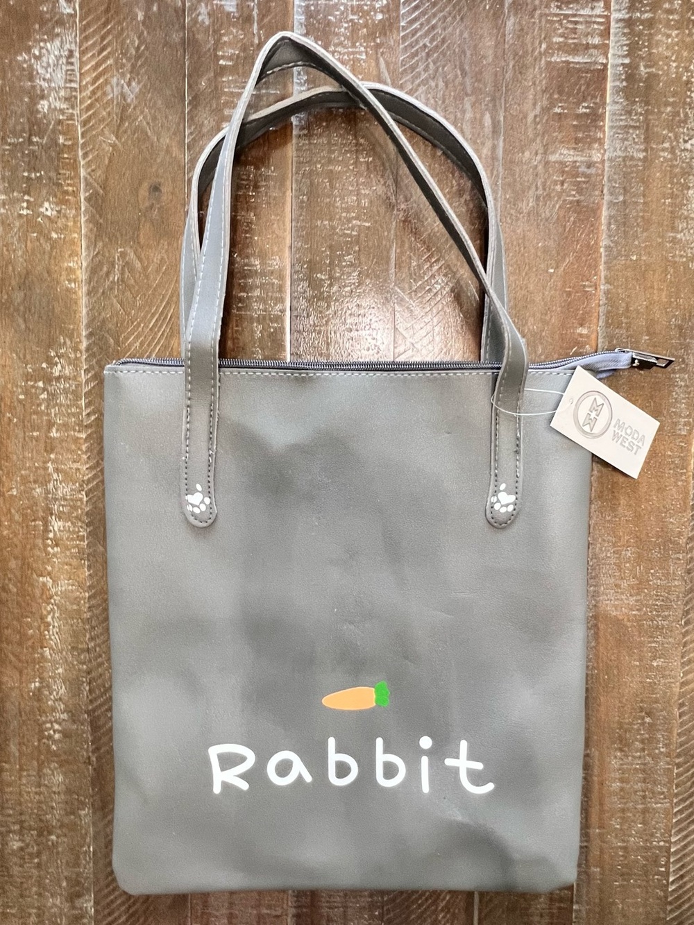 MW Moda West Exclusive Shopping Bag • Zippered Tote • Rabbit